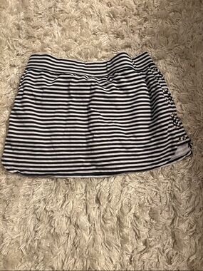 Striped Navy and White Knit Mini Skort